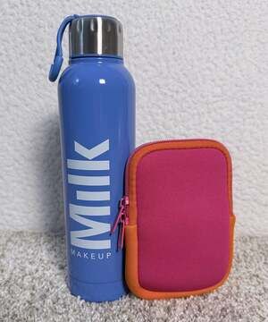 Milk Makeup Branded Blue Stainless Steel Water Bottle Pink Orange Pouch